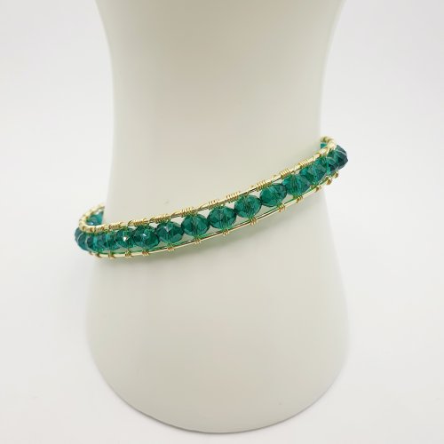 Natalie Patten's Wire Beaded Bangle - , Contemporary Wire Jewelry, Lashing, Wire Lashing, Wire Wrapping, Wrapping, Wire Wrapping Jewelry, wire and bead bracelet